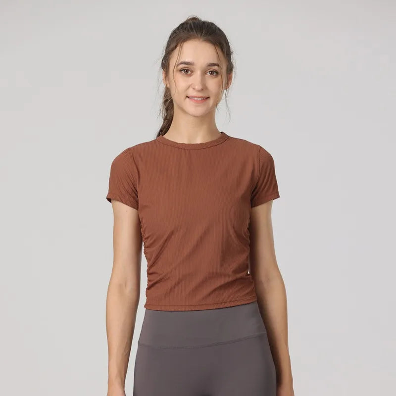 Women's Yoga Tops Sports T-Shirts Sexy Fitness Wear Short Sleeve Yoga Shirts Gym Tops Running Sportswear Sports Tops for Women