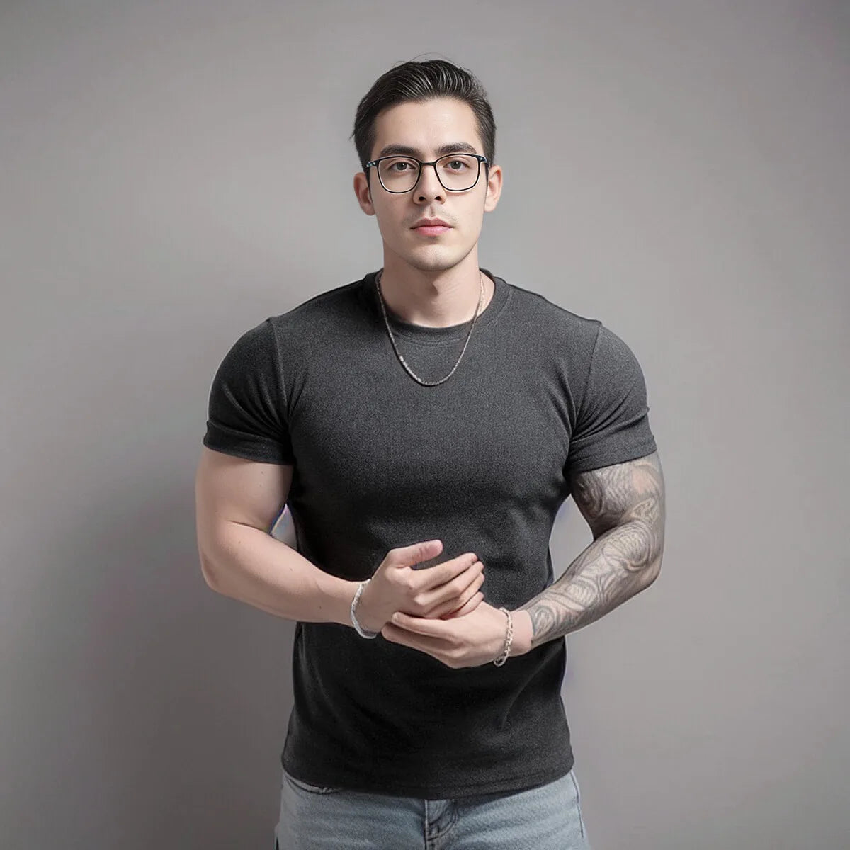 Gym Men's Summer Sports Quick Dry Fitness Short Sleeve T-shirt Outdoor Slim Casual Tee Tops Muscle Tights Bodybuilding Clothing