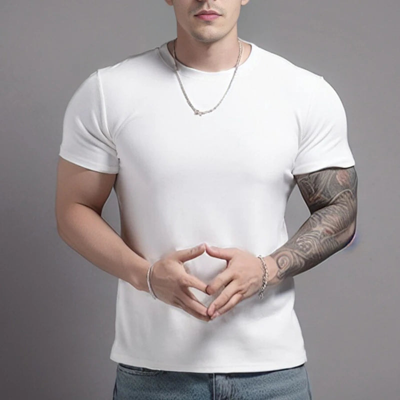 Gym Men's Summer Sports Quick Dry Fitness Short Sleeve T-shirt Outdoor Slim Casual Tee Tops Muscle Tights Bodybuilding Clothing