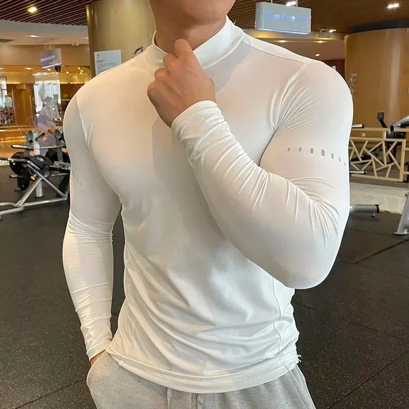 Gym T Shirt Men's Long Sleeve Compression Shirt Quick Dry Training Top Male Muscle Workout Running Clothing