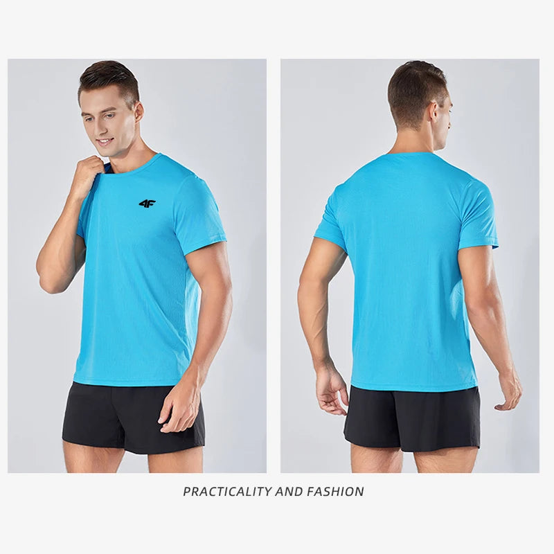 Men's Summer Exercise Trainning T-shirt High Quality Breathable Quick Dry Short Sleeved Top Marathon Gym Fitness Basketball Tees