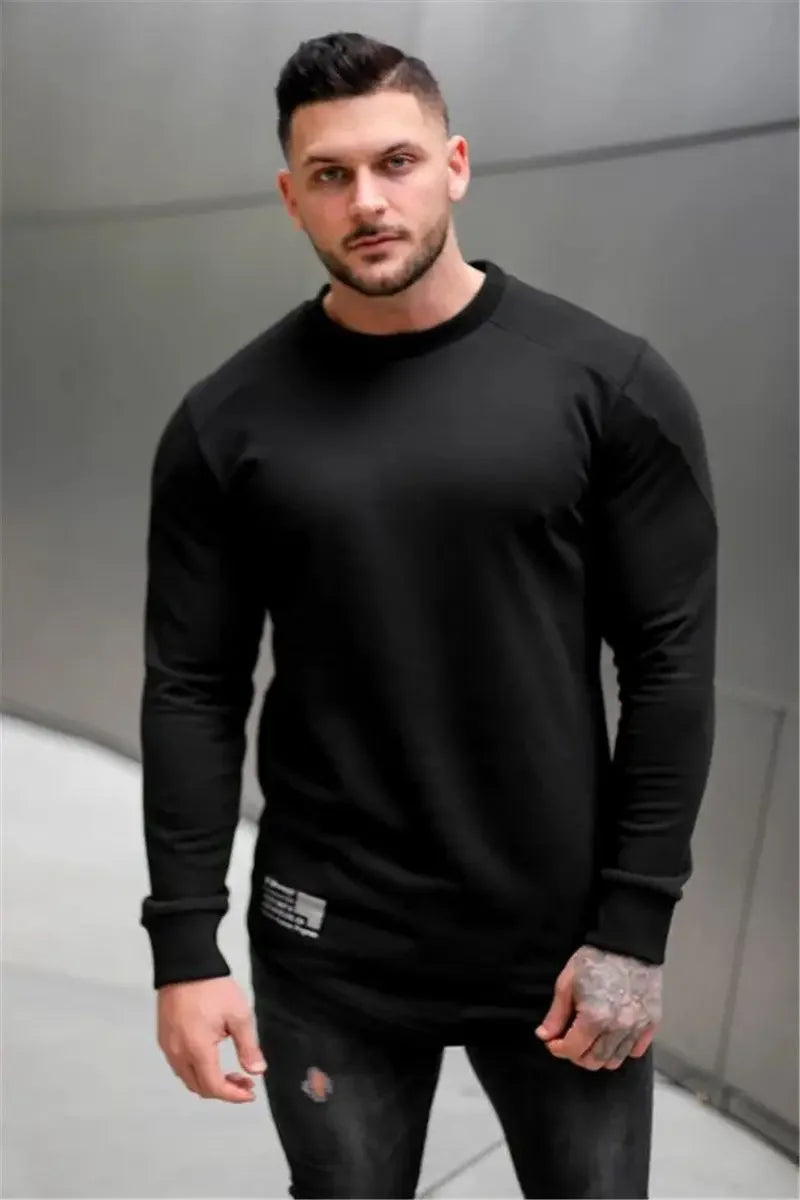 Tops Slim Fit Gym Tight T Shirts for Men Smooth Male Clothes Aesthetic Running Fashion Trends 2025 Casual Long Sleeve Bulk Emo A