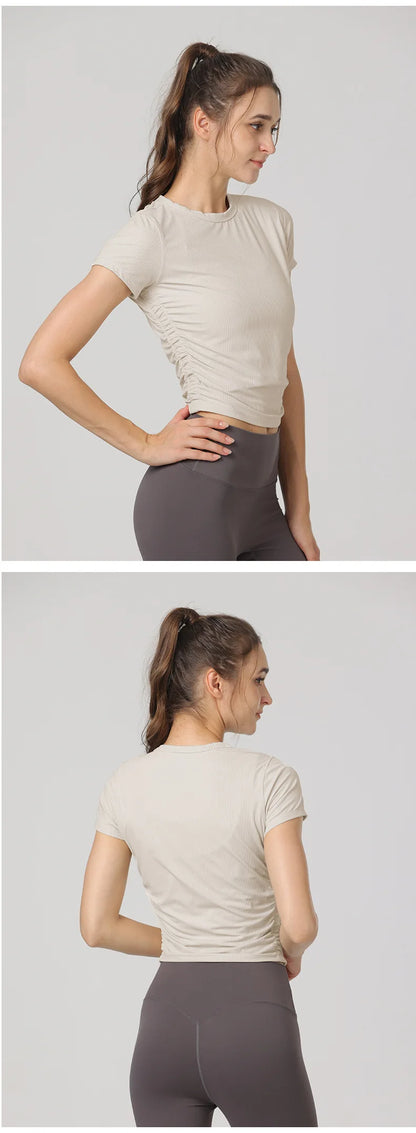 Women's Yoga Tops Sports T-Shirts Sexy Fitness Wear Short Sleeve Yoga Shirts Gym Tops Running Sportswear Sports Tops for Women