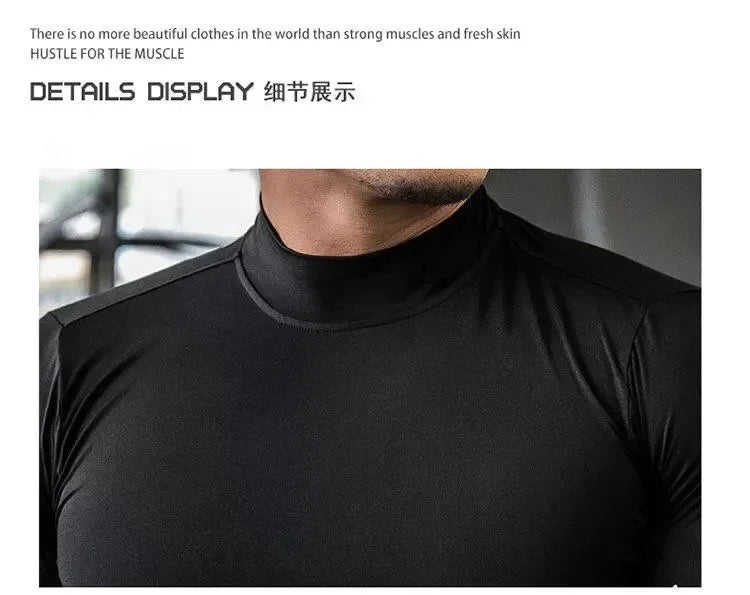 Gym T Shirt Men's Long Sleeve Compression Shirt Quick Dry Training Top Male Muscle Workout Running Clothing