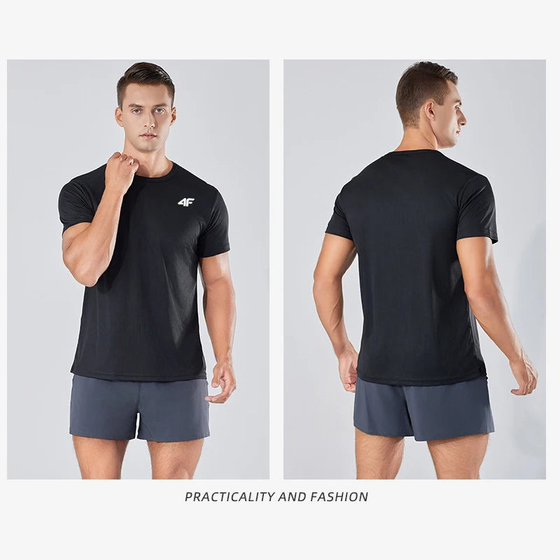 Men's Summer Exercise Trainning T-shirt High Quality Breathable Quick Dry Short Sleeved Top Marathon Gym Fitness Basketball Tees