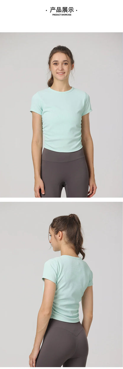 Women's Yoga Tops Sports T-Shirts Sexy Fitness Wear Short Sleeve Yoga Shirts Gym Tops Running Sportswear Sports Tops for Women