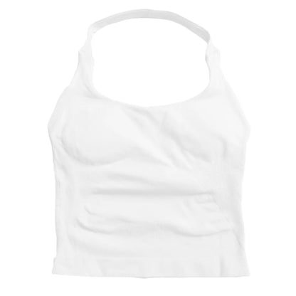 Gym Top Women Clothes Strappy Workout Tank Top Padded Sports Bra Backless Yoga Shirts Seamless Gym Crop Top Halter Fitness Vest