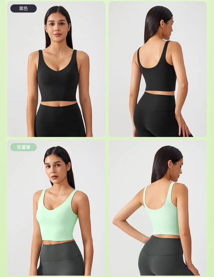 Sports Bra for Women Yoga Top Fixed Chest Pad Gym Vest Shock-proof Workout Tops Yoga Clothes U-shaped Back Fitness Crop Top