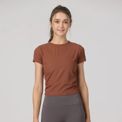 Women's Yoga Tops Sports T-Shirts Sexy Fitness Wear Short Sleeve Yoga Shirts Gym Tops Running Sportswear Sports Tops for Women