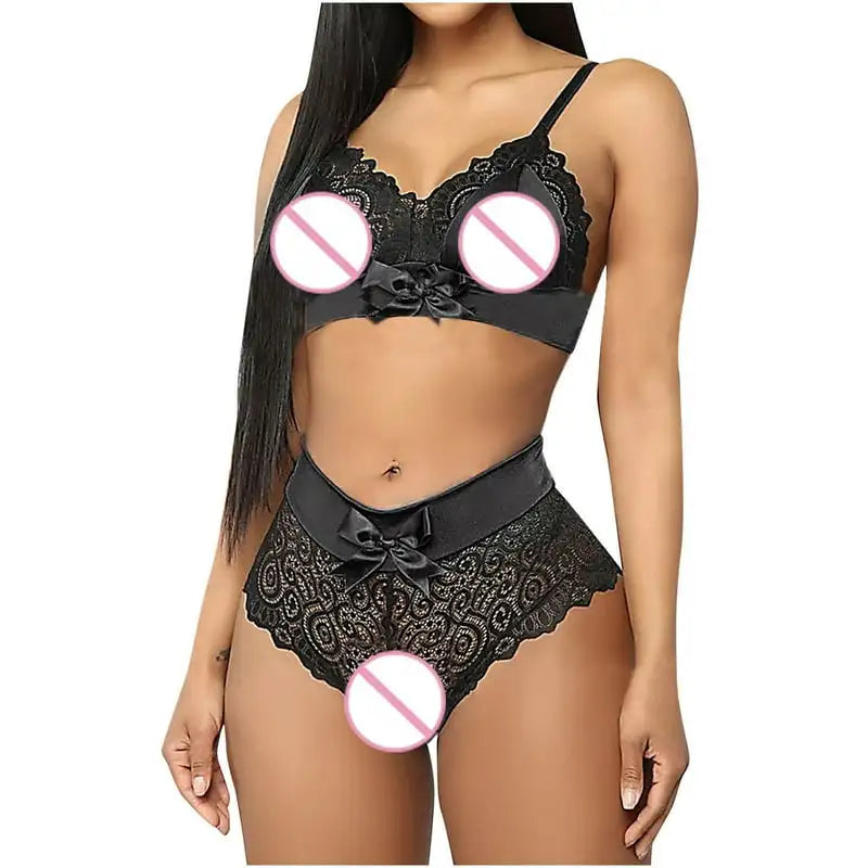 Women's Fashion Lace Vest Hollow Mesh See-Through Push Up Underwear Lingerie - Clearance