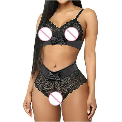 Women's Fashion Lace Vest Hollow Mesh See-Through Push Up Underwear Lingerie - Clearance