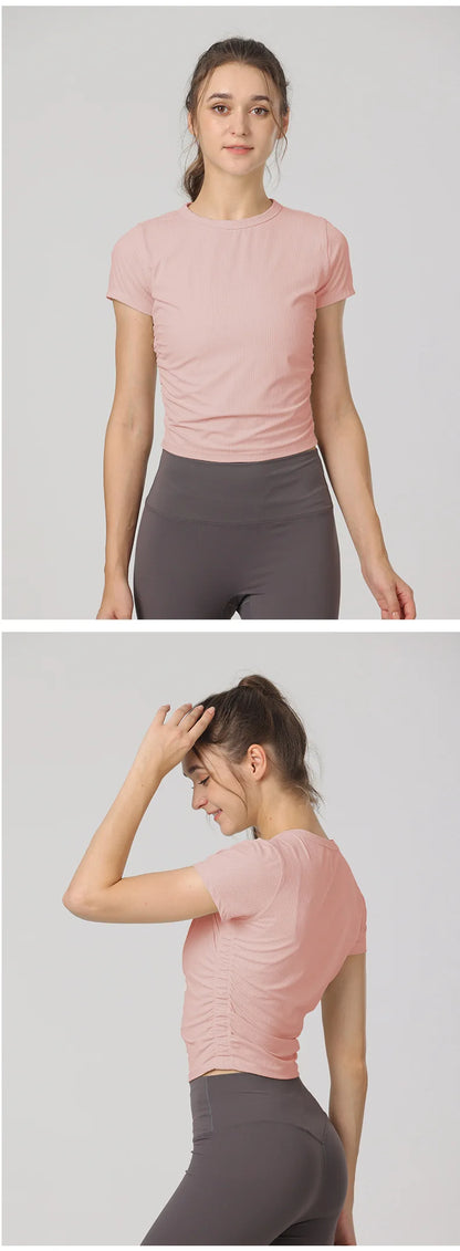 Women's Yoga Tops Sports T-Shirts Sexy Fitness Wear Short Sleeve Yoga Shirts Gym Tops Running Sportswear Sports Tops for Women