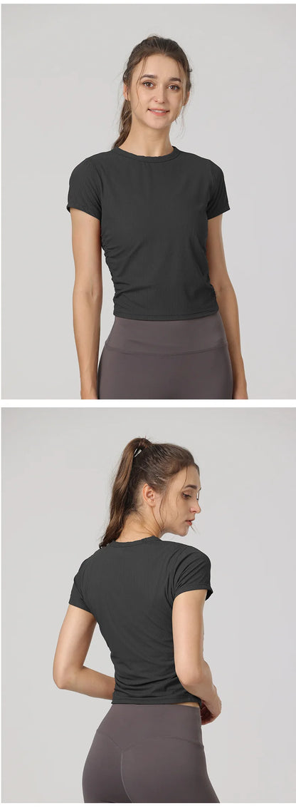 Women's Yoga Tops Sports T-Shirts Sexy Fitness Wear Short Sleeve Yoga Shirts Gym Tops Running Sportswear Sports Tops for Women