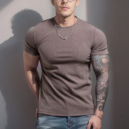 Gym Men's Summer Sports Quick Dry Fitness Short Sleeve T-shirt Outdoor Slim Casual Tee Tops Muscle Tights Bodybuilding Clothing