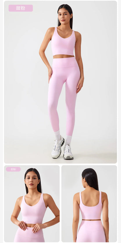 Sports Bra for Women Yoga Top Fixed Chest Pad Gym Vest Shock-proof Workout Tops Yoga Clothes U-shaped Back Fitness Crop Top