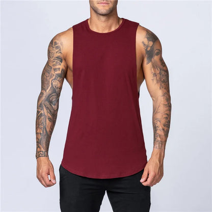 Men's Gym Clothing Summer Fitness Cotton Tank Top Men Jogging Bodybuilding Sleeveless Shirt Breathable O-Neck Casual Muscle Vest