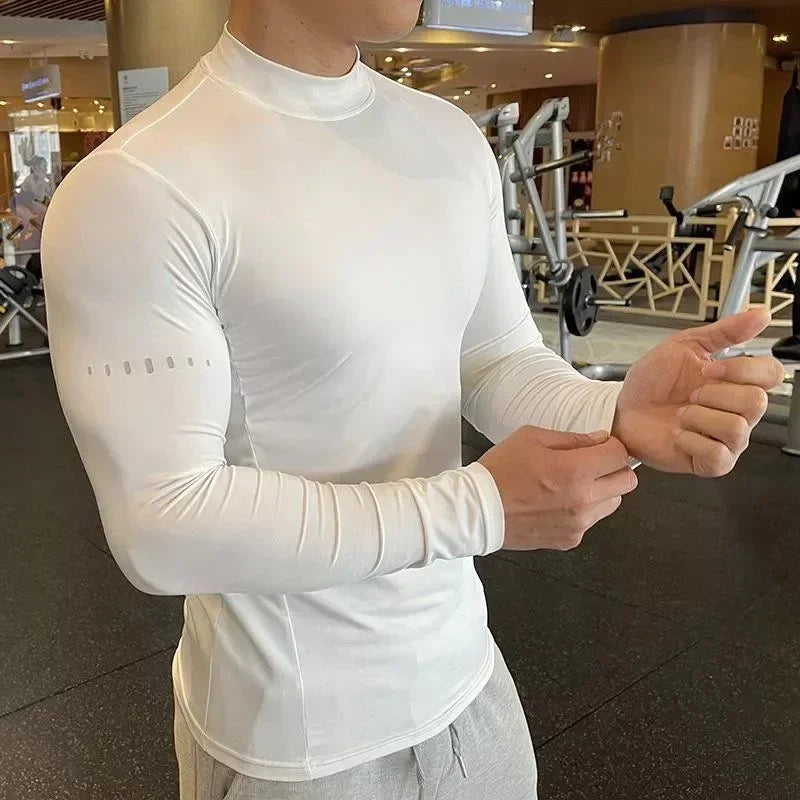 Gym T Shirt Men's Long Sleeve Compression Shirt Quick Dry Training Top Male Muscle Workout Running Clothing
