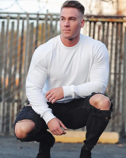 Tops Slim Fit Gym Tight T Shirts for Men Smooth Male Clothes Aesthetic Running Fashion Trends 2025 Casual Long Sleeve Bulk Emo A